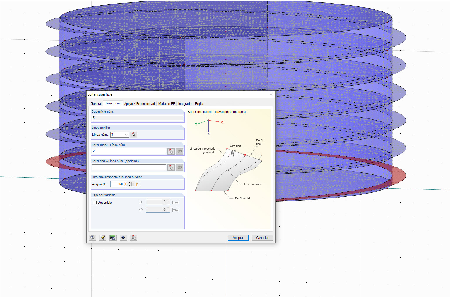 Propiedades de la superficie de la trayectoria