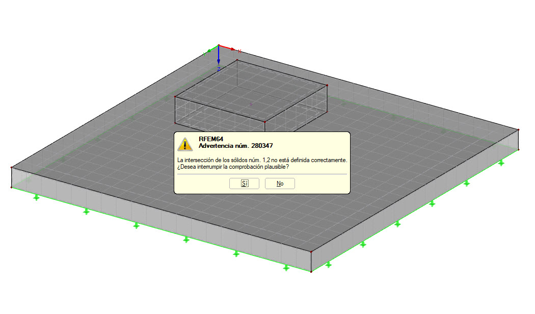 Modelo y mensaje de advertencia