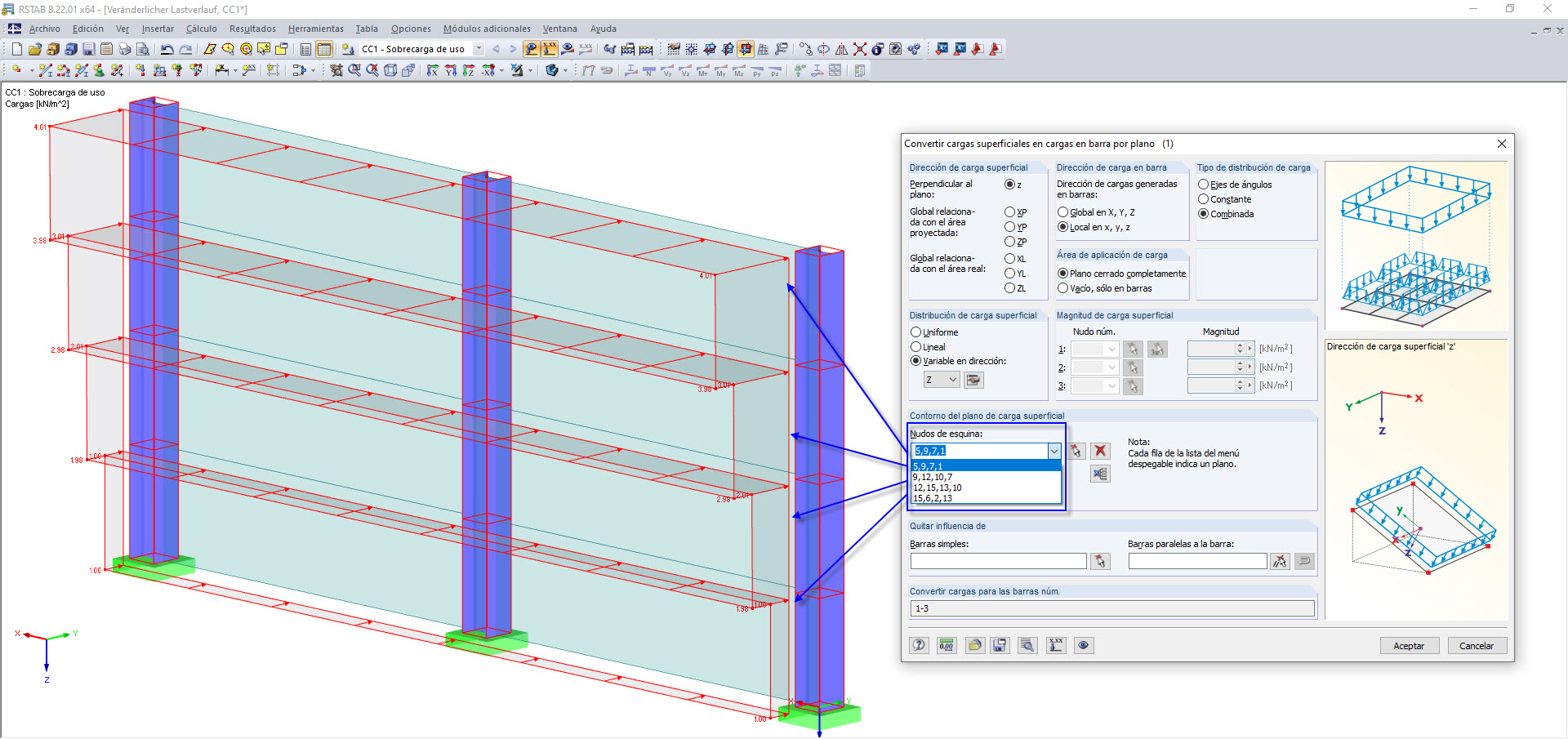 Carga de muro escalonado