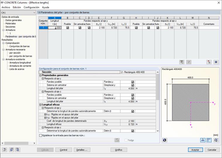 Entrada correcta como conjunto de barras