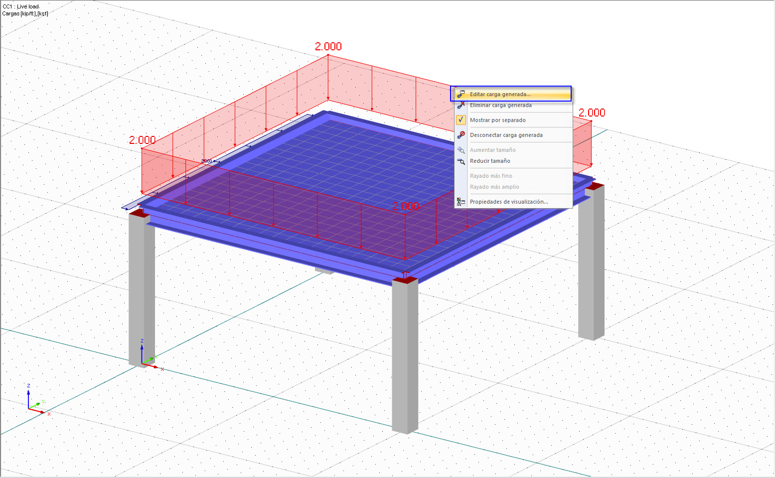 Carga viva - Factor de edición