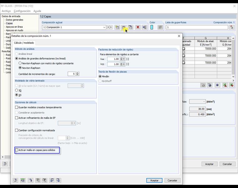 Detalles de la composición - Malla en capas para sólidos