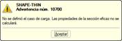 Advertencia "Las propiedades de la sección eficaz no se calcularán"
