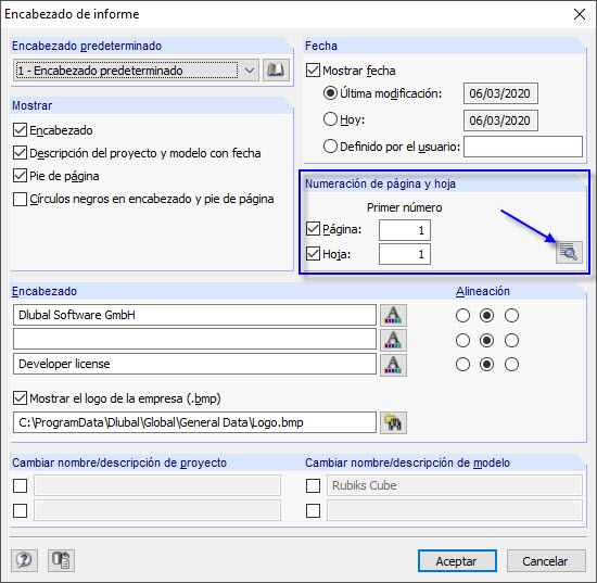 Numeración de página y hoja