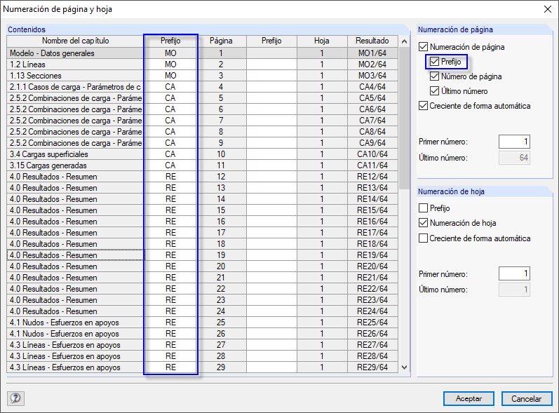 Configuración de detalles avanzada