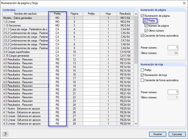 Configuración de detalles avanzada