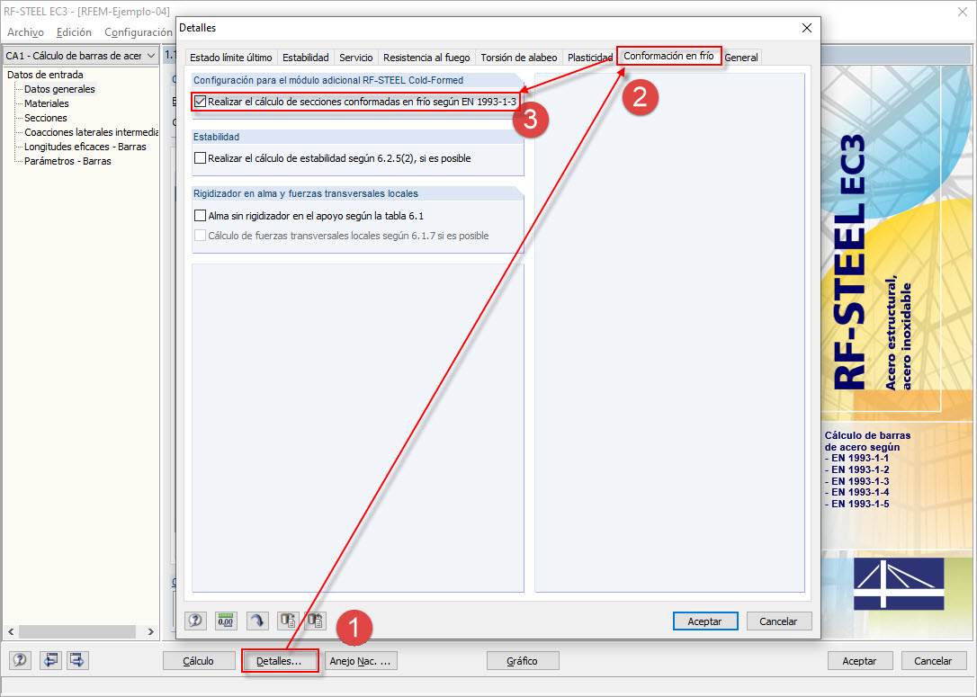 Activación de la ampliación del módulo RF-/STEEL Cold-Formed Sections