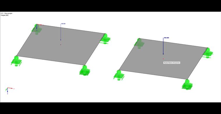 Last als "Freie Einzellast" und "Knotenlast"