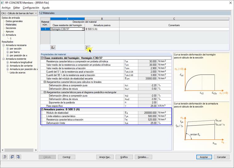 Resistencia característica a tracción f_tk con parte creciente de la curva tensión-deformación