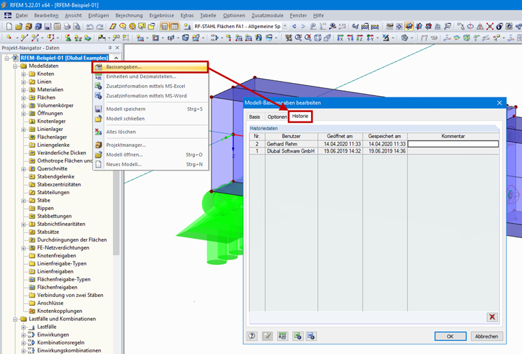Abrir historial en datos generales