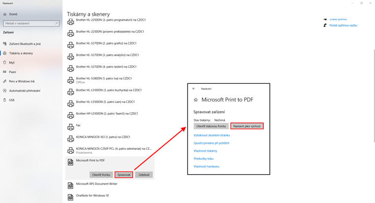 Configuración de la impresora predeterminada