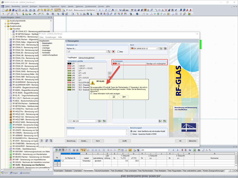 Nota sobre el caso de carga con cargas de temperatura