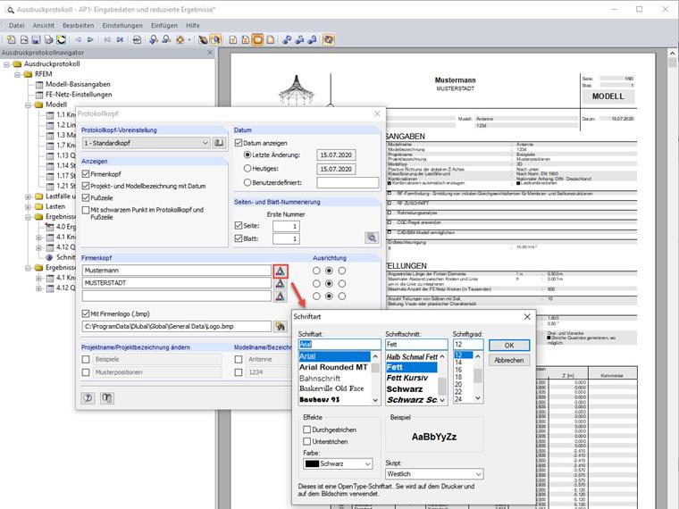 Edición del encabezado de la empresa