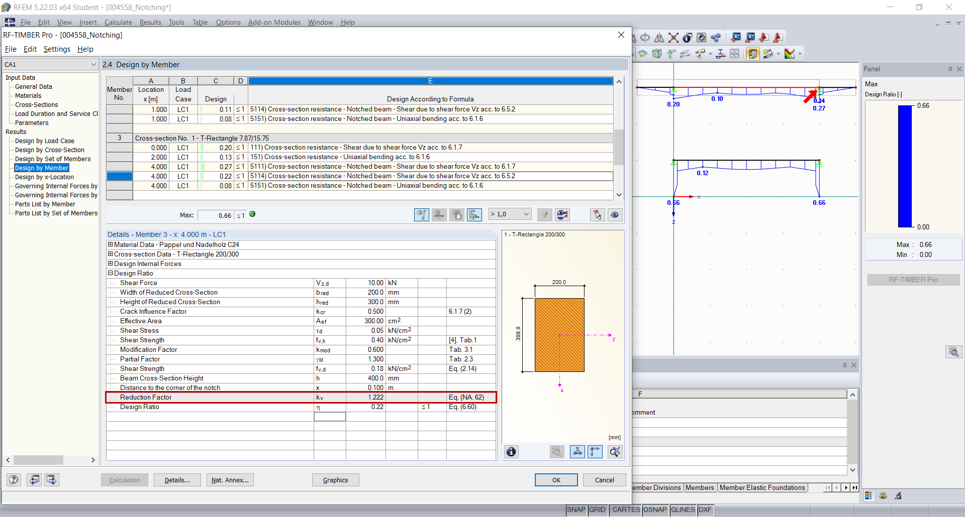 Muesca - Factor de reducción mayor que 1,0