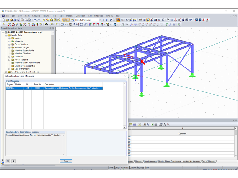 Error - Cruce, barras de tracción conectadas