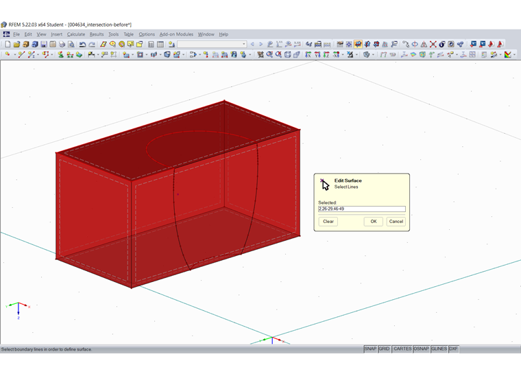 Nuevas líneas de borde seleccionadas de la superficie superior