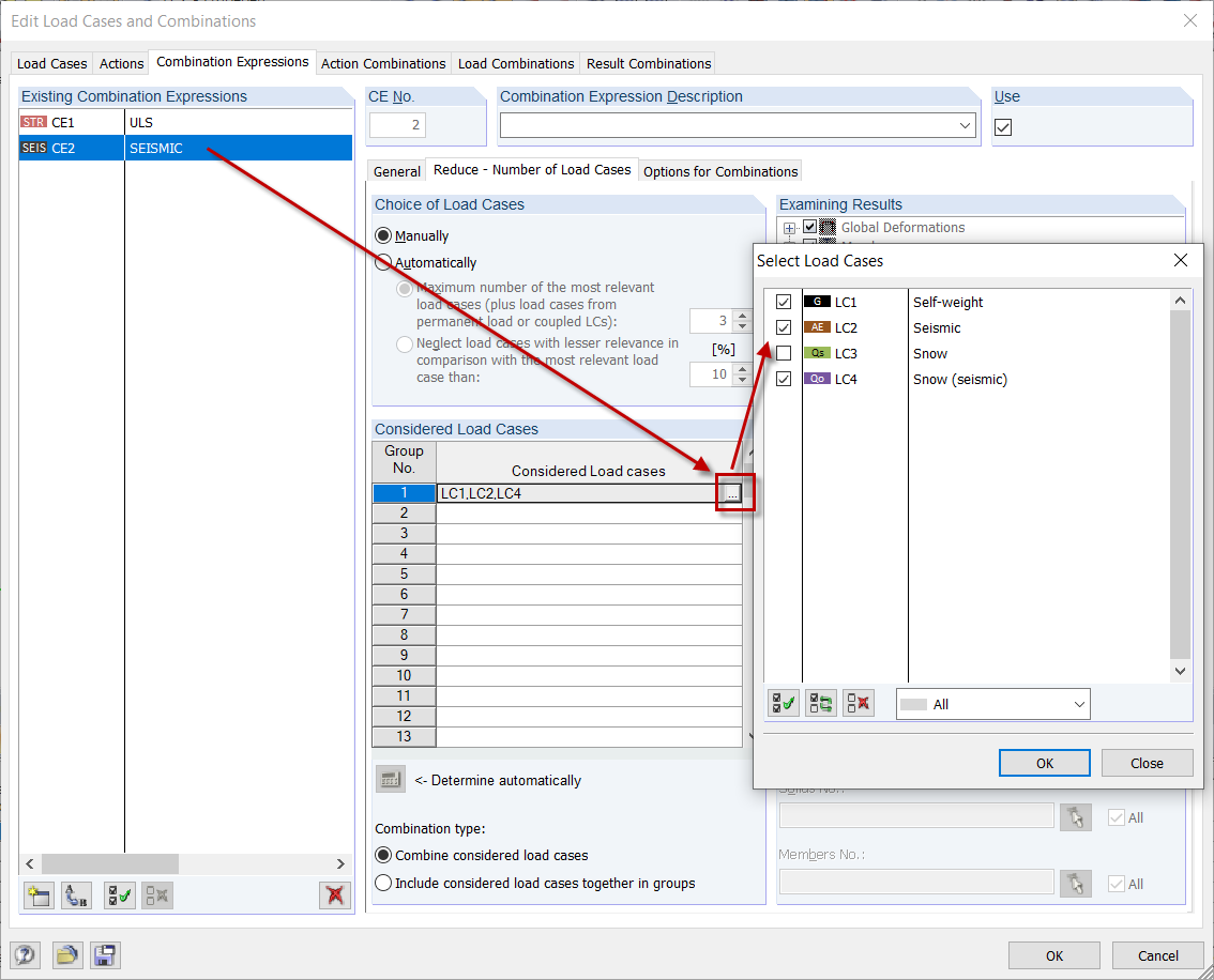 Configuración para la situación de proyecto sísmica