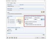 Activación de combinaciones automáticas en el cuadro de diálogo "Editar modelo - Datos generales"