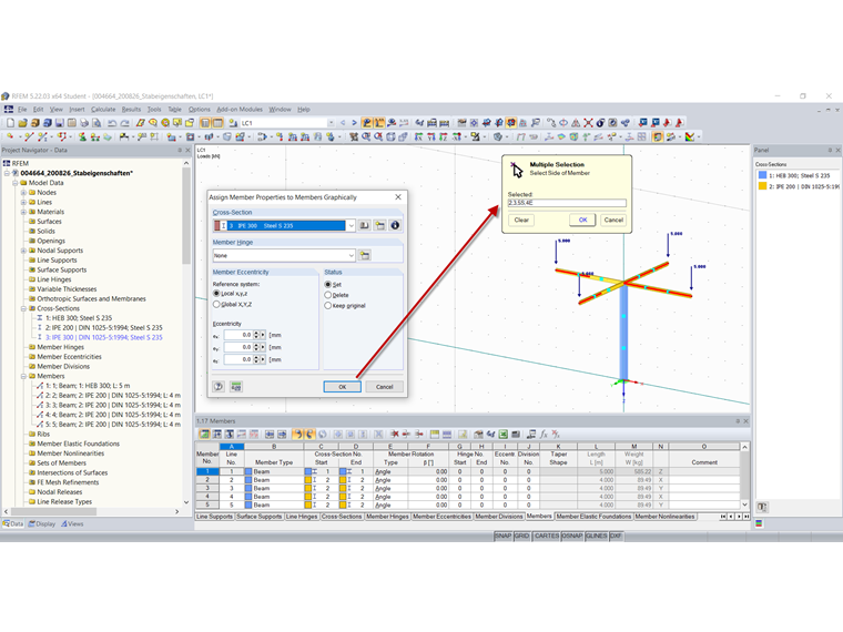 Asignación de propiedades de barra (visualización de terceros puntos)