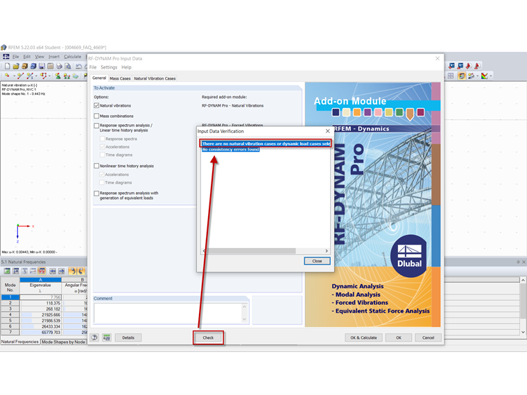 Mensaje después de la comprobación