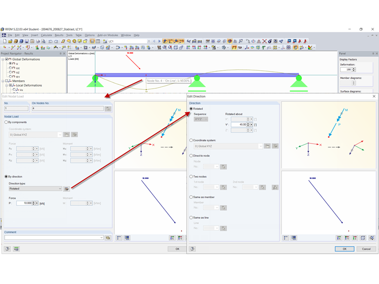 Editar carga en nudo