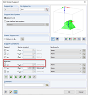 Apoyos en nudos: Coacción contra la torsión