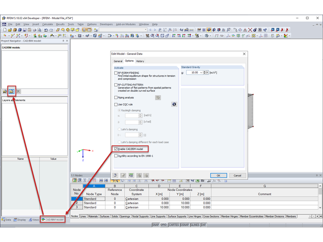 Activación del modelo CAD/BIM para la importación de un archivo .STEP de Autodesk Inventor