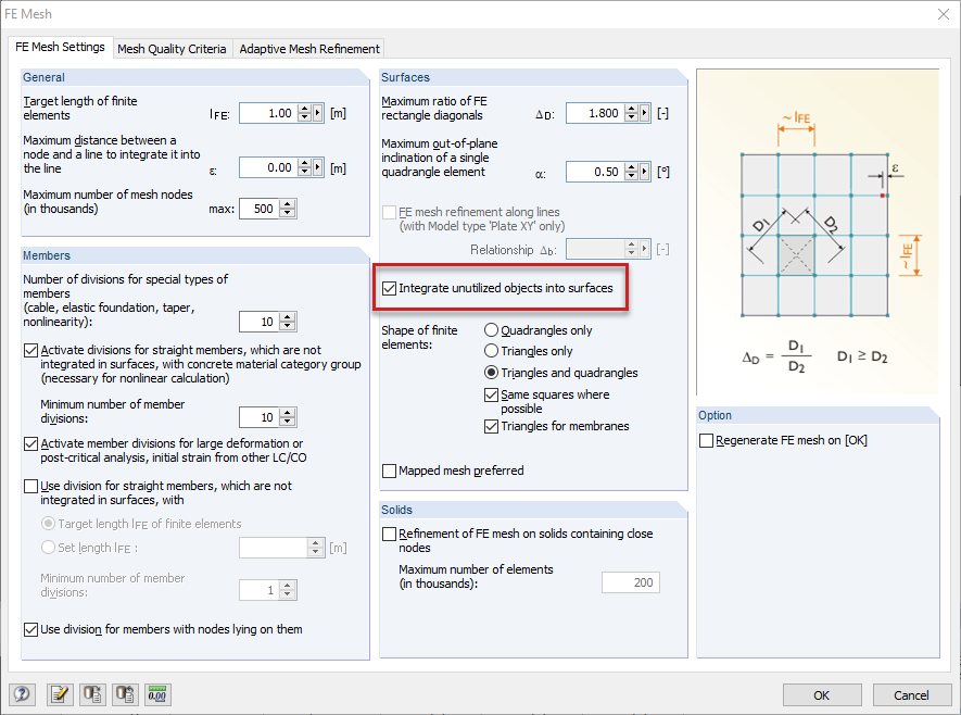 Malla de EF | Integrar objetos no utilizados en superficies