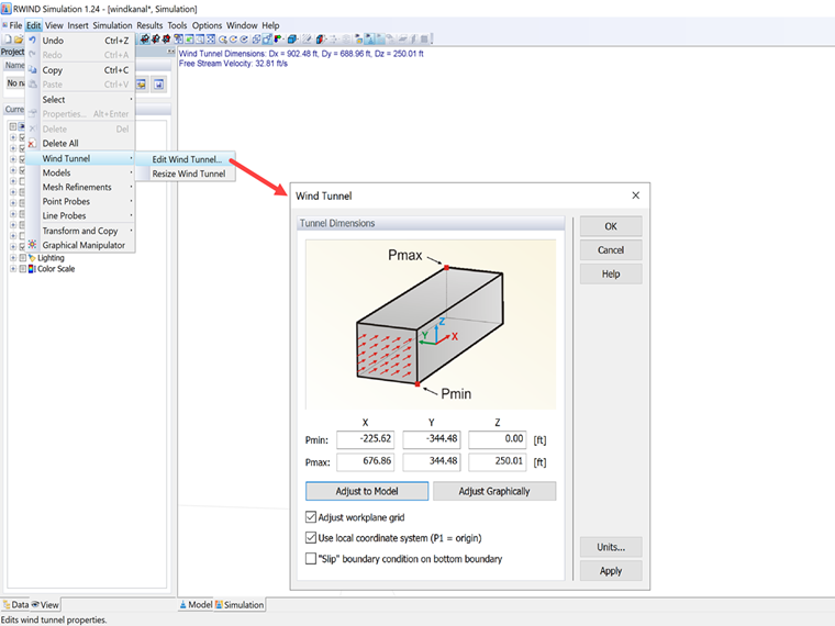 Dimensiones del túnel de viento