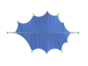 Parque de estructuras ligeras para la rehabilitación de la estación de tren de Porta Romana, vista hacia el eje Z, deformación