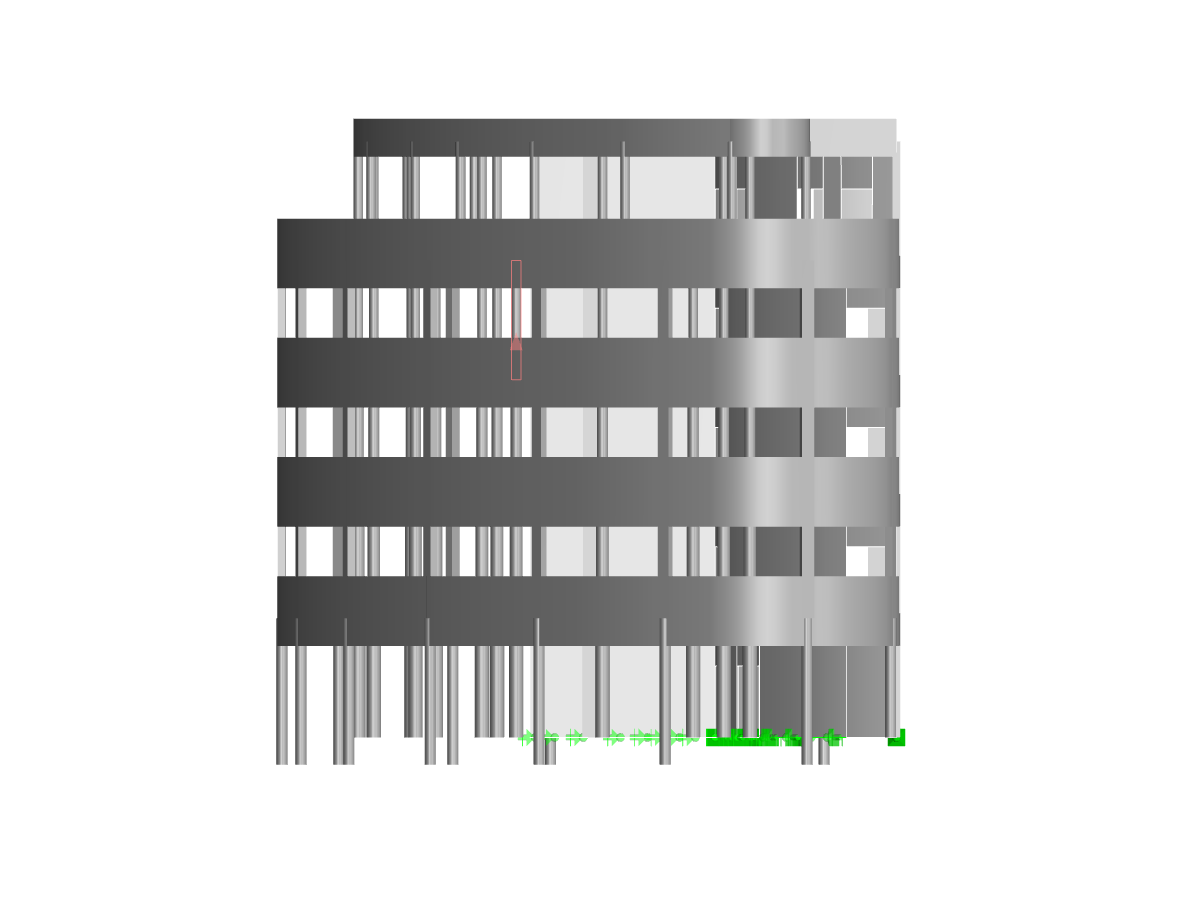 Edificio de oficinas, vista en dirección del eje X