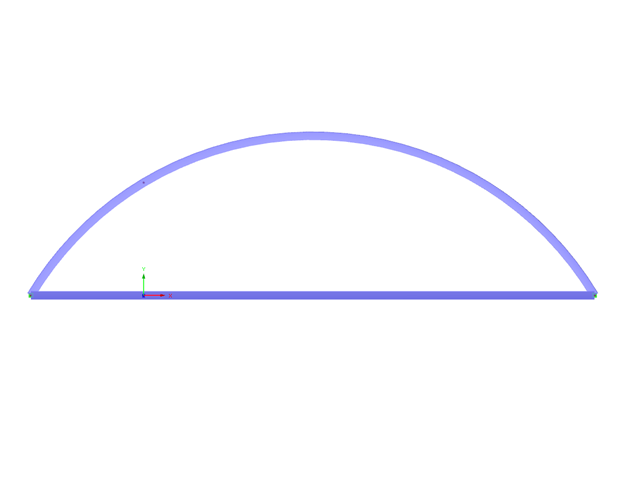 Modelo utilizado con fines de ejemplo en las preguntas más frecuentes sobre comprobación de estabilidad con barras curvadas
