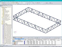 Modelo RSTAB de cerchas de acero para fachadas de aproximadamennte 10 m de altura (© Gruner AG)