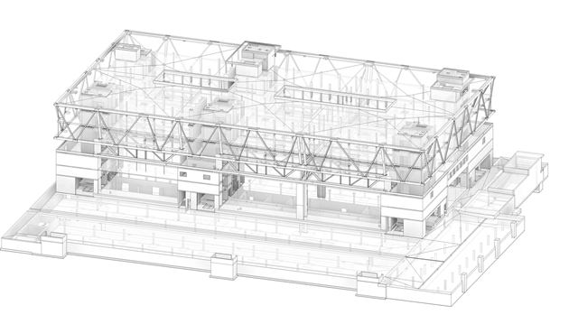 Modelo del edificio completo en Revit (© Gruner AG)
