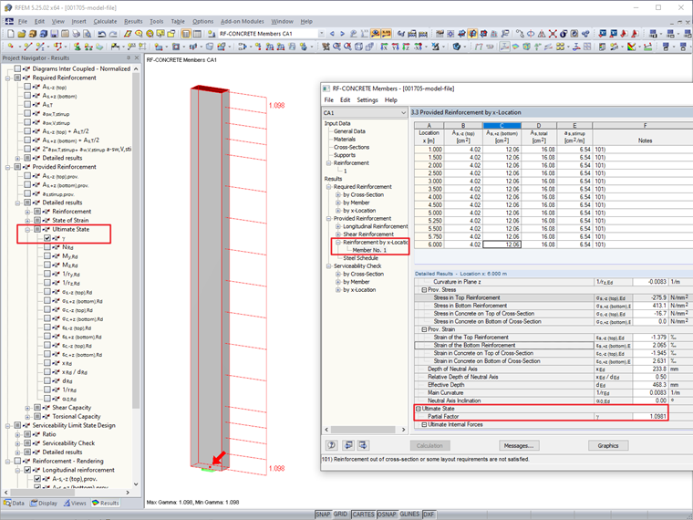 Factor de seguridad parcial en RF-CONCRETE Members