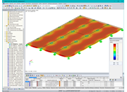 Deformación de un piso de paneles de madera contralaminada en RFEM (© PIRMIN JUNG)