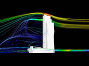Torre AZ con resultados de la simulación de viento