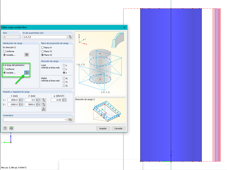 Edición de la carga variable libre