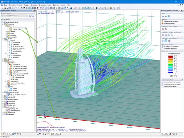 RWIND Simulation | Visualización de la rejilla y la numeración de los ejes en el túnel de viento