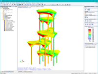 Modelo de la torre en 3D con presiones superficiales en RWIND Simulation (© Timbatec)