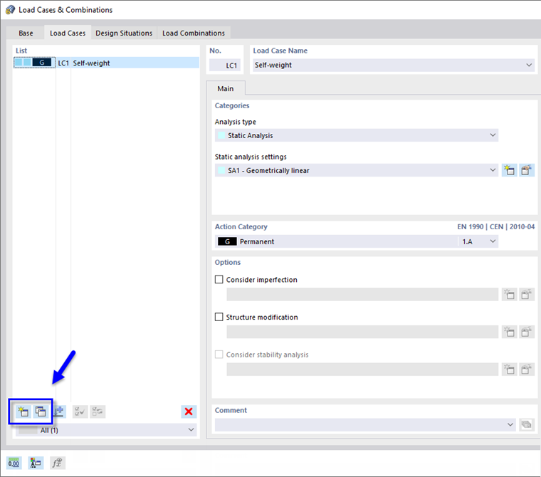 Botones 'Nuevo' y 'Copiar'