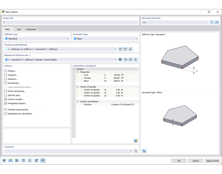 Cuadro de diálogo "Nueva superficie"