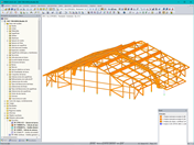 Modelo en 3D de la estructura de madera en RFEM