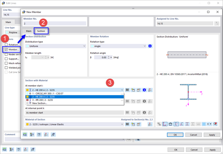Asignación de barras a líneas