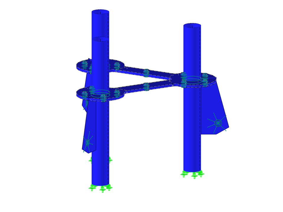 Zapata de pilar del mástil metálico en RFEM (© m3-ZT GmbH)