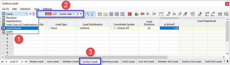 Selección de tablas para 'Cargas'