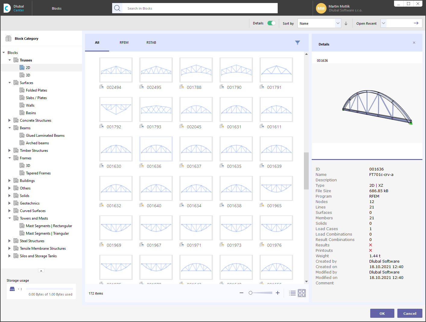 Selección de un bloque
