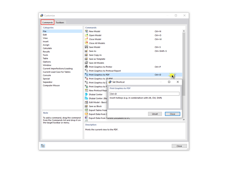 FAQ 005049 | Gibt es die Möglichkeit, gewissen Befehlen (z. B. Kopieren in die Zwischenablage usw.) beliebige Tastenkombinationen zuzuordnen?