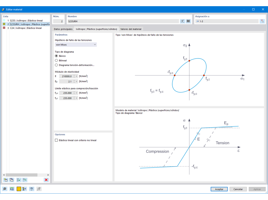Modelo de material isótropo | Plástico (superficies/sólidos)