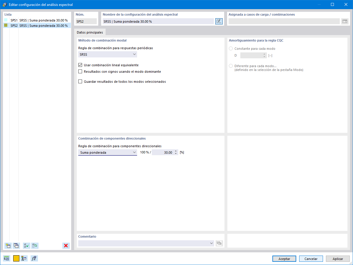 Configuración del análisis espectral
